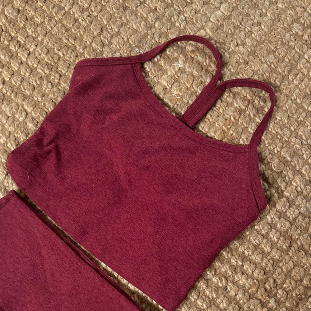 Beyond Yoga Burgundy Spacedye Leggings Set